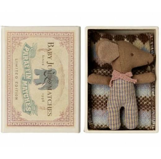 MAILEG Myszka Baby Sleepy wakey baby      mouse in matchbox - Rose
