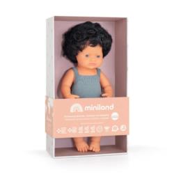 MINILAND Lalka chłopiec Europejczyk       czarne kręcone włosy colourful edition 38cm.
