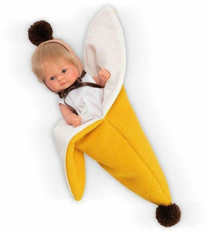 ASI Lalka hiszpańska Bomboncin 20cm. ze śpiworkiem w kształcie Banana ASI Lalka hiszpańska Bomboncin 20cm. ze śpiworkiem w kształcie Banana