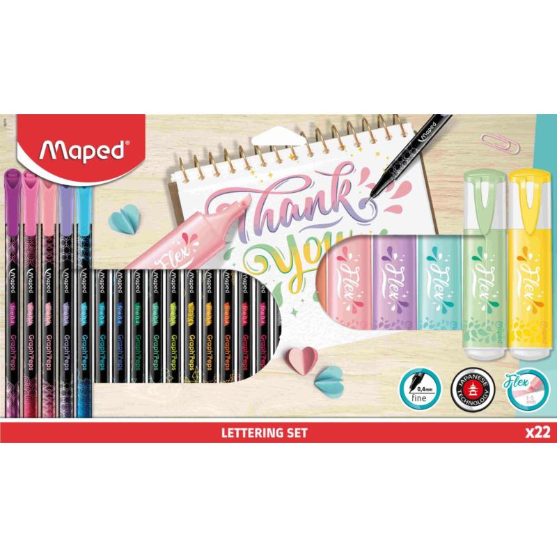 MAPED Zestaw do letteringu 22 elementy MAPED Zestaw do letteringu 22 elementy