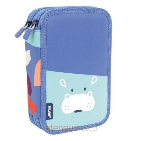 MILAN Piórnik dwupoziomowy z wyposażeniem Fun Animals niebieski MILAN Piórnik dwupoziomowy z wyposażeniem Fun Animals niebieski
