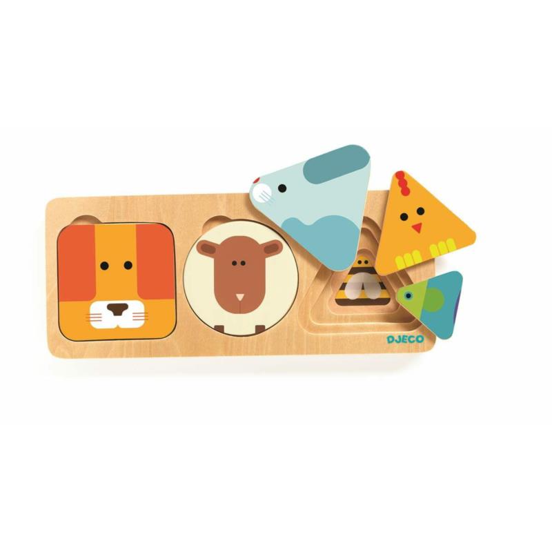 Puzzle drewniane warstwowe Zwierzątka DJ06206 DJECO Puzzle drewniane warstwowe Zwierzątka DJ06206 DJECO