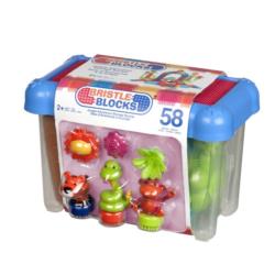 Jungle Adventure Storage Bucket - 58 el. KLOCKI JEŻYKI w pojemniku – zestaw DŻUNGLA BRISTLE BLOCKS