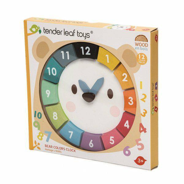 Drewniany zegar Miś TENDER LEAF TOYS
