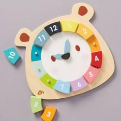 Drewniany zegar Miś TENDER LEAF TOYS