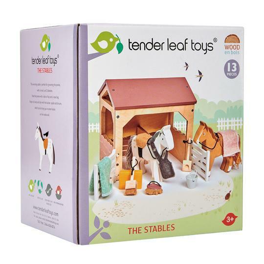 Drewniane figurki Stajnia z końmi TENDER LEAF TOYS