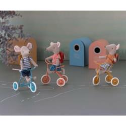 Myszka Starsza Siostra Rowerzystka        z czerwonym plecakiem MAILEG Big Sister Tricycle - Red